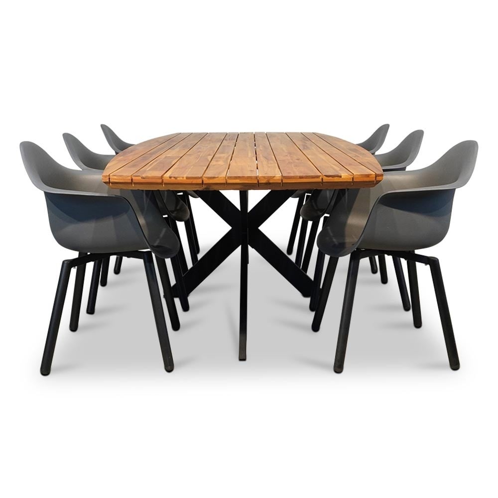 Salo/Montreux dining tuinset | 6 personen | hardhout + kunststof | 240cm