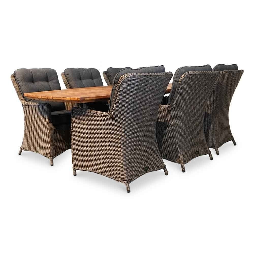 Salo/Madrid dining tuinset | 6 personen | hardhout + wicker | 240cm