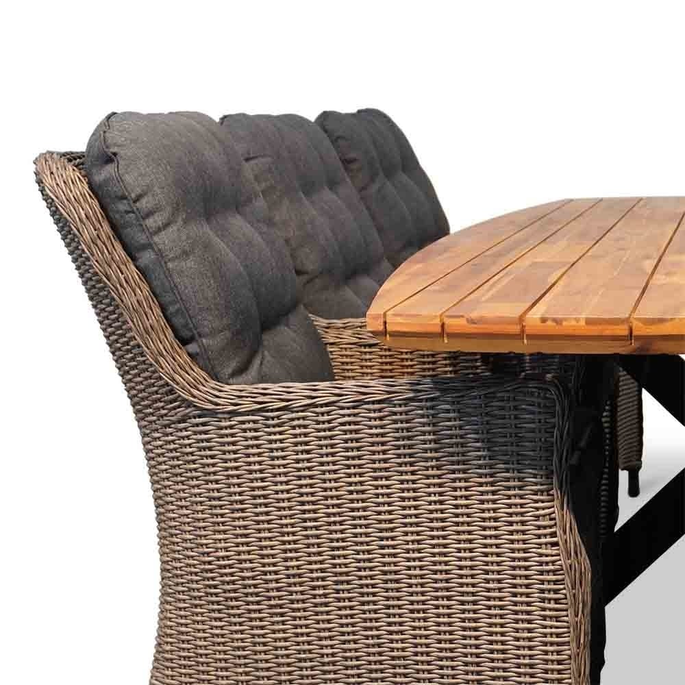 Salo/Madrid dining tuinset | 6 personen | hardhout + wicker | 240cm