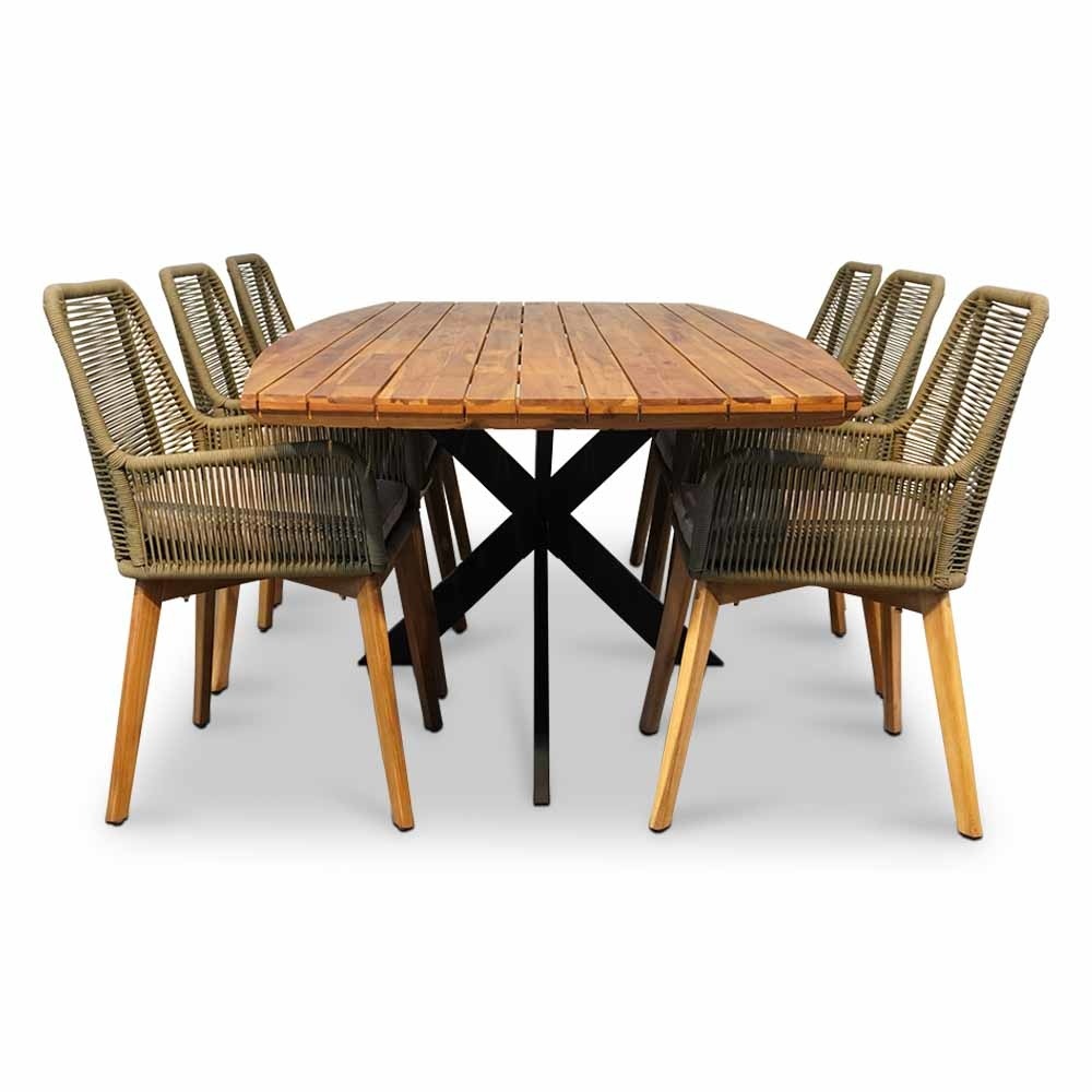 Salo/Padua dining tuinset | 6 personen | hardhout + touw | 240cm