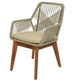 Salo/Seville hout zand dining tuinset | 6 personen | hardhout + touw | 240cm