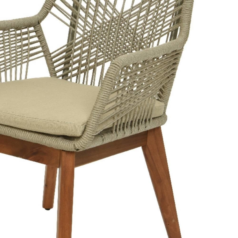 Salo/Seville hout zand dining tuinset | 6 personen | hardhout + touw | 240cm