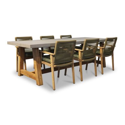 Veltis/Bergen dining tuinset | 6 personen | betonlook + touw | 250cm