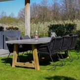 Veltis/Portofino zwart dining tuinset | 6 personen | betonlook + touw | 250cm