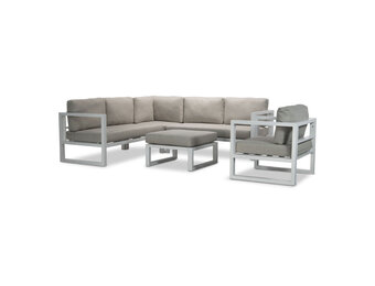 Cordoba hoek loungeset met stoel 6 personen | aluminium | wit | 5-delig - 228x228cm