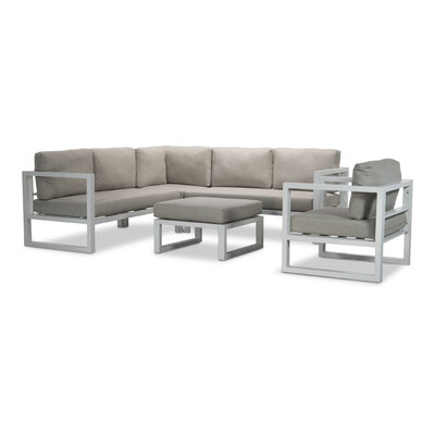 Cordoba hoek loungeset met stoel 6 personen | aluminium | wit | 5-delig - 228x228cm