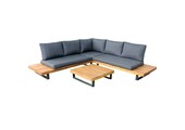 Torino hoek loungeset 5 personen | aluminium + hardhout | antraciet | 3-delig - 258x258cm