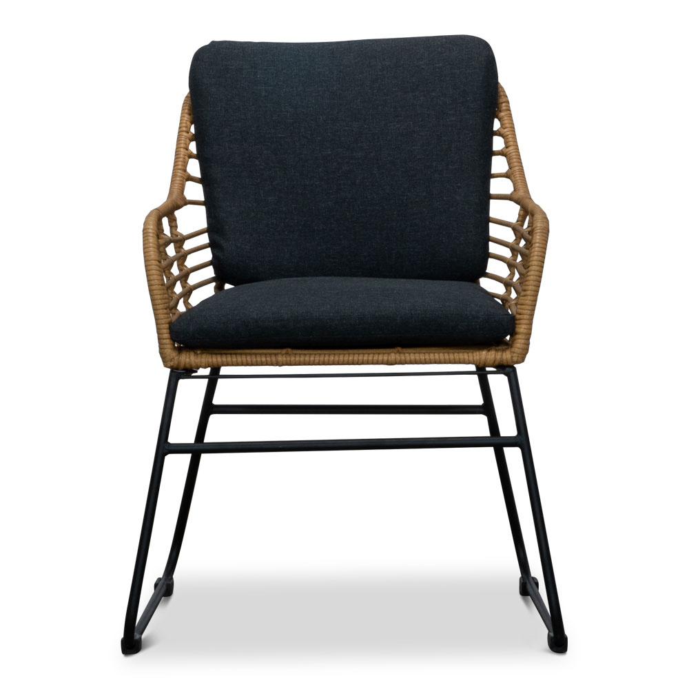 Coco dining tuinstoel | wicker + staal | Bamboo antraciet