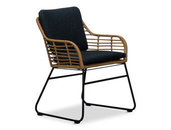 Coco dining tuinstoel | wicker + staal | Bamboo antraciet