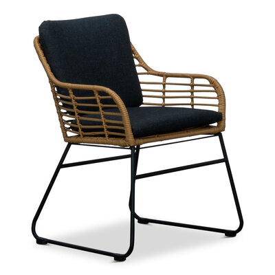 Coco dining tuinstoel | wicker + staal | Bamboo antraciet