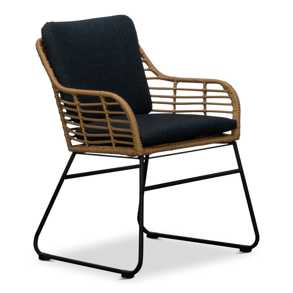 Coco dining tuinstoel | wicker + staal | Bamboo antraciet