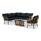 BUITEN living Flow hoek loungeset met stoel 6 personen | wicker + aluminium | Bamboo antraciet | 6-delig - 210x210cm