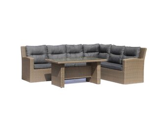 Merano dining loungeset 6 personen | wicker + aluminium | Ash Grey | 5-delig - 276x213cm
