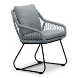 Elzas/Portofino grijs dining tuinset | 4 personen | betonlook + touw | 135cm rond