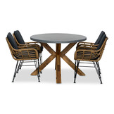 Livorno/Carlos antraciet dining tuinset | 4 personen | betonlook + wicker | 200cm ovaal