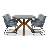 Livorno/Portofino grijs dining tuinset | 4 personen | betonlook + touw | 200cm ovaal