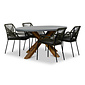 BUITEN living Livorno/Seville olijfgroen dining tuinset | 4 personen | betonlook + touw | 200cm ovaal