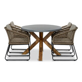 Livorno/Tulum Sahara Dust dining tuinset | 4 personen | betonlook + touw | 200cm ovaal