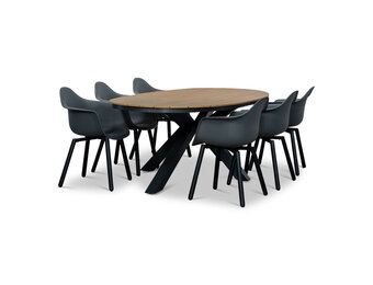 Arezzo/Montreux dining tuinset | 6 personen | aluminium + polywood | 240cm ovaal