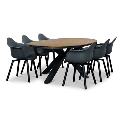 Arezzo/Montreux dining tuinset | 6 personen | aluminium + polywood | 240cm ovaal