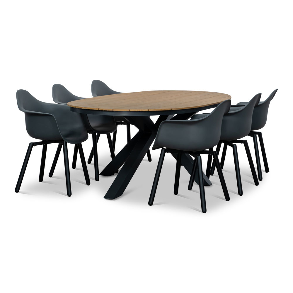 Arezzo/Montreux dining tuinset | 6 personen | aluminium + polywood | 240cm ovaal