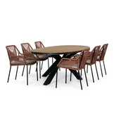 Arezzo/Seville terra dining tuinset | 6 personen | polywood + touw | 240cm ovaal