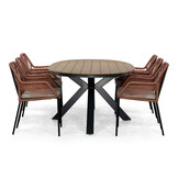 Arezzo/Seville terra dining tuinset | 6 personen | polywood + touw | 240cm ovaal