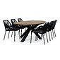 Lesli Living Arezzo/Seville zwart dining tuinset | 6 personen | polywood + touw | 240cm ovaal