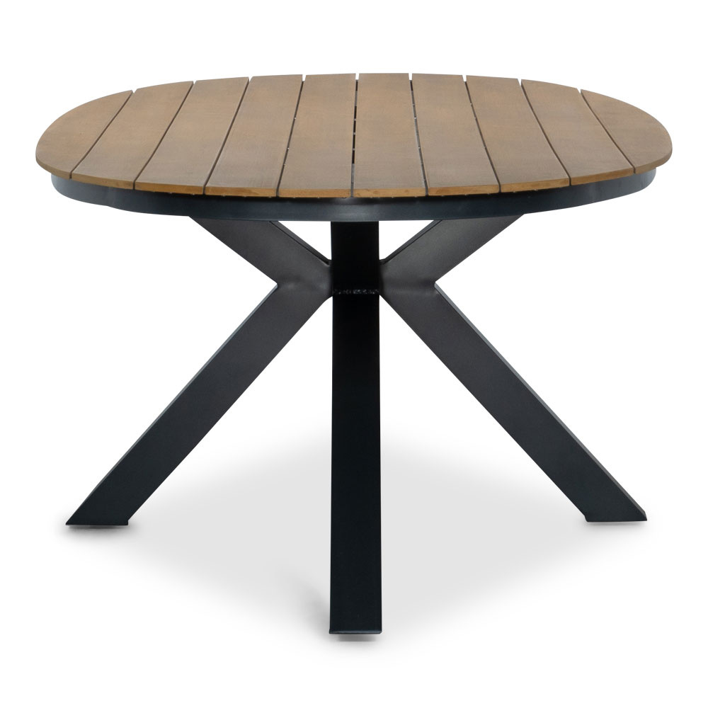 Arezzo/Seville zwart dining tuinset | 6 personen | polywood + touw | 240cm ovaal