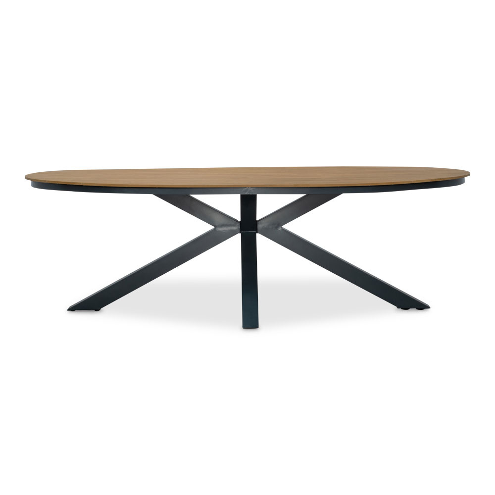 Arezzo/Seville zwart dining tuinset | 6 personen | polywood + touw | 240cm ovaal