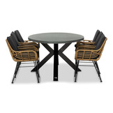 Stockholm/Carlos antraciet dining tuinset | 6 personen | betonlook + wicker | 240cm ovaal