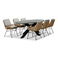 BUITEN living Stockholm/Carlos taupe dining tuinset | 6 personen | betonlook + wicker | 240cm ovaal