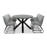 Stockholm/Portofino grijs dining tuinset | 6 personen | betonlook + touw | 240cm ovaal