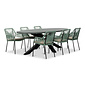 BUITEN living Stockholm/Seville mint dining tuinset | 6 personen | betonlook + touw | 240cm ovaal