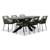 Stockholm/Seville olijfgroen dining tuinset | 6 personen | betonlook + touw | 240cm ovaal