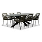 BUITEN living Stockholm/Seville olijfgroen dining tuinset | 6 personen | betonlook + touw | 240cm ovaal