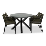 Stockholm/Seville olijfgroen dining tuinset | 6 personen | betonlook + touw | 240cm ovaal