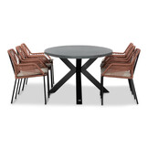 Stockholm/Seville terra dining tuinset | 6 personen | betonlook + touw | 240cm ovaal