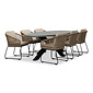 BUITEN living Stockholm/Tulum Sahara Dust dining tuinset | 6 personen | betonlook + touw | 240cm ovaal