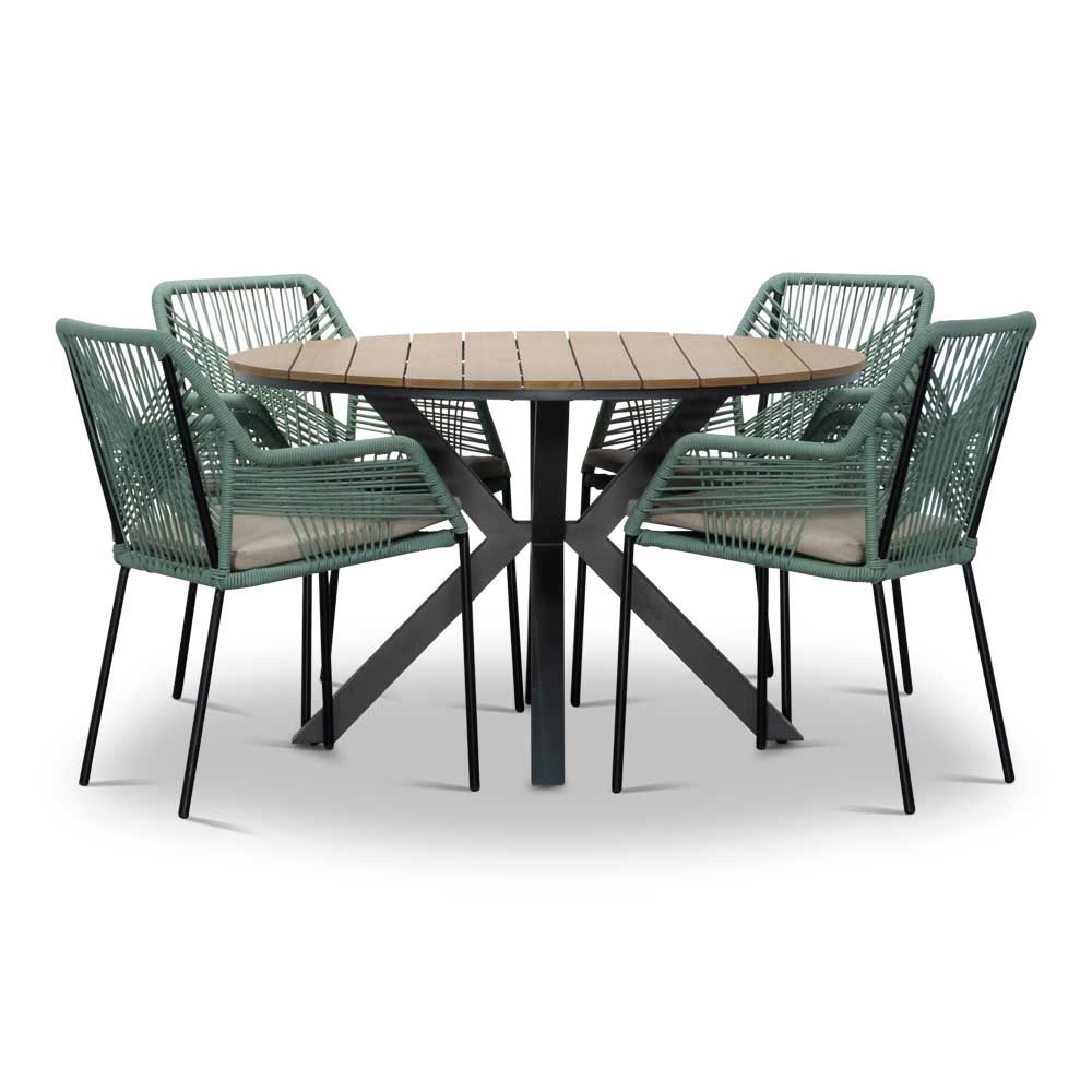Cervo/Seville mint dining tuinset | 4 personen | polywood + touw | 120cm