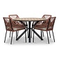 LUX outdoor living Cervo/Seville terra dining tuinset | 4 personen | polywood + touw | 120cm