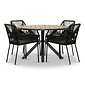 LUX outdoor living Cervo Natural/Seville olijfgroen dining tuinset | 4 personen | polywood + touw | 120cm rond