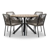 Cervo/Seville zand dining tuinset | 4 personen | polywood+ touw | 120cm