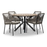 Cervo/Seville zand dining tuinset | 4 personen | polywood+ touw | 120cm