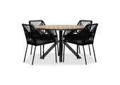 Cervo/Seville zwart dining tuinset | 4 personen | polywood | 120cm rond