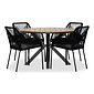 LUX outdoor living Cervo/Seville zwart dining tuinset | 4 personen | polywood | 120cm rond