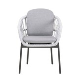 Meran/Bari wit dining tuinset | 4 personen | betonlook + touw | 135cm rond