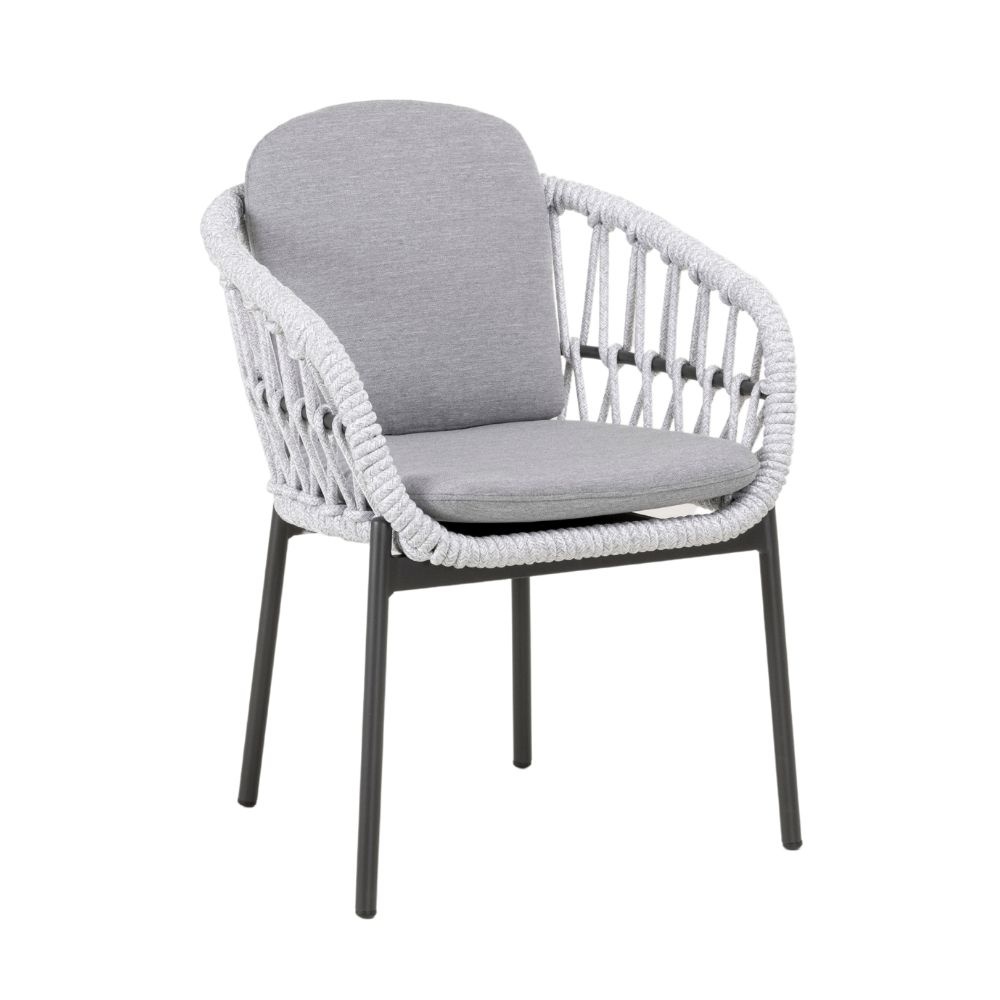 Meran/Bari wit dining tuinset | 4 personen | betonlook + touw | 135cm rond