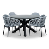 Meran/Bari wit dining tuinset | 4 personen | betonlook + touw | 135cm rond