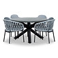BUITEN living Meran/Bari wit dining tuinset | 4 personen | betonlook + touw | 135cm rond